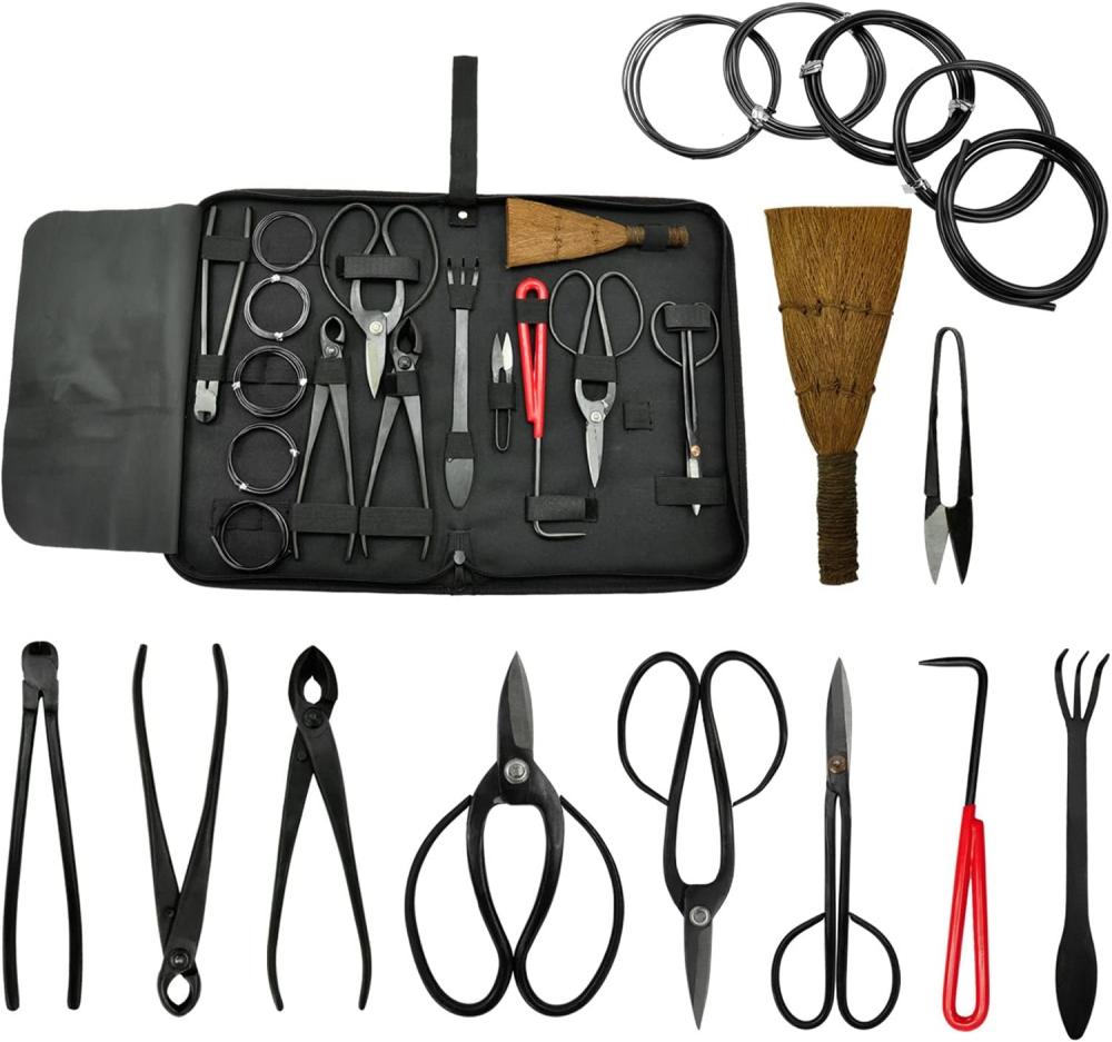 12 Pcs Gardening Bonsai Tool Sets Carbon Steel Garden Plant Trimming Kit Scissor Cutter Shear Heavy Duty Nylon Case Outdoor Entrenching Tools | Bonsai Tools Bonsai Tools Bonsai Tools