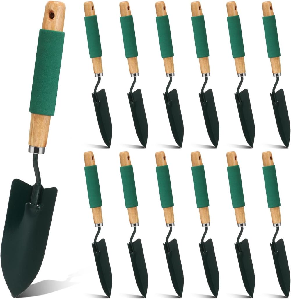 12 Pcs Gardening Shovel Heavy Duty Digging Trowel Wood Handle 14 Inch Flower Planting Tool For Community Gardening Lawn Farm Flower Seed Plant Planting Weeding Gardening | Gardening Trowels Gardening Hand Tools Gardening Shovels