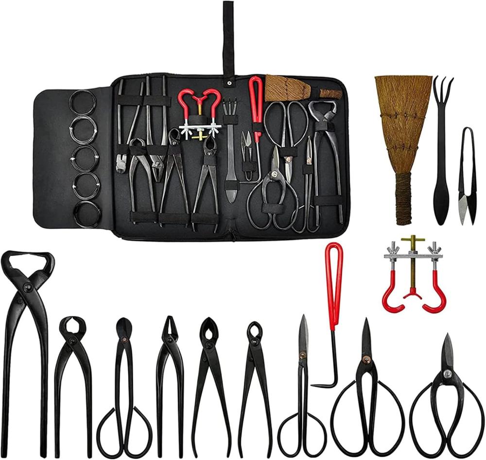 14 Piece Bonsai Tools Kit With Case, Carbon Steel Scissor Cutter Shear Set Garden Plant Tools | Bonsai Tools Bonsai Tools Bonsai Tools