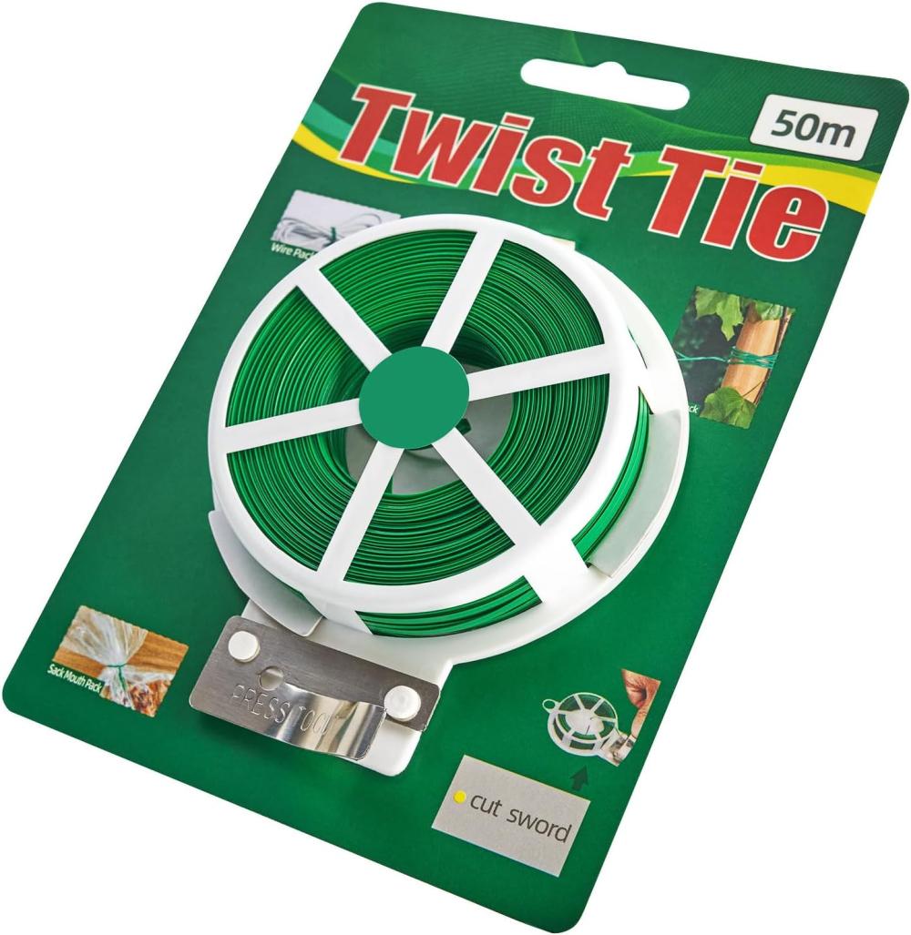 (164 Feet /50 Meters) Soft Iron Twist Tie With Cutter, Green Garden Plant Ties, Multifunctional Tie Wire For Supporting Climbing Plants, Gardening, Office Home Organizing | Garden Twine & Twist Ties Garden Twine & Twist Ties Garden Twine & Twist Ties