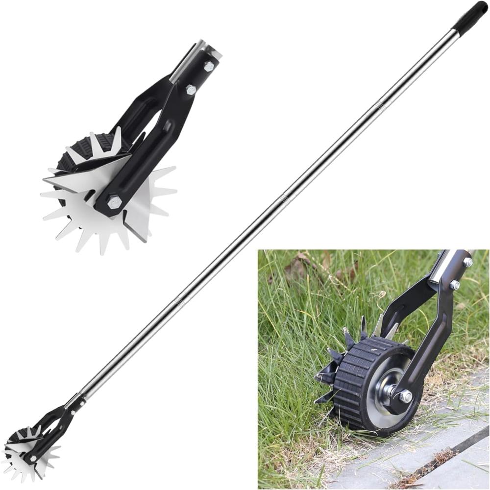 2024 Upgrade Hand Edger Lawn Tool, Manual Lawn Edger, Wheel Rotary Trimmer Grass Weed Edger For Garden Sidewalk Yard, 68 Inch Long Handle Stainless Steel | Hand Edgers Gardening Hand Tools Hand Edgers