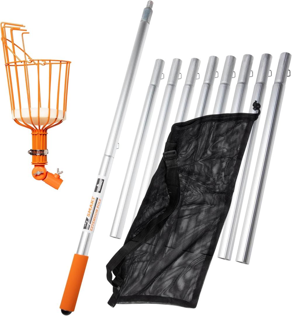 21Ft Reaching Fruit Picker With Lightweight Rigid Pole – Patented Compact Foldable Design With Twist On Head – 2 In 1 Combo Pack – Mesh Carrying Bag Included | Gardening Picks Gardening Hand Tools Gardening Picks