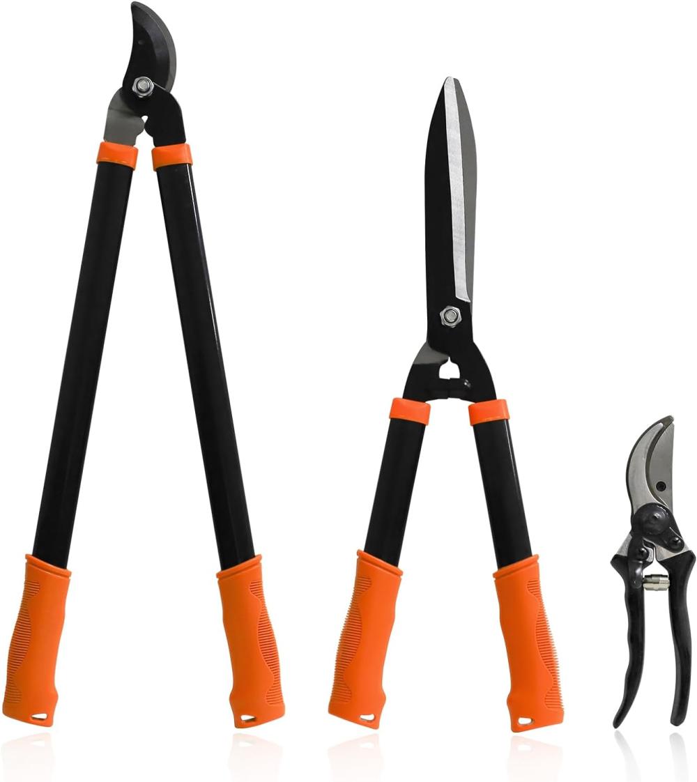 3 Pieces Garden Tools Set – Lopper & Pruning Shear & Tree Trimmer Pruner For Lawn Garden Yard Branch Cutting | Hand Loppers Gardening Hand Tools Hand Loppers