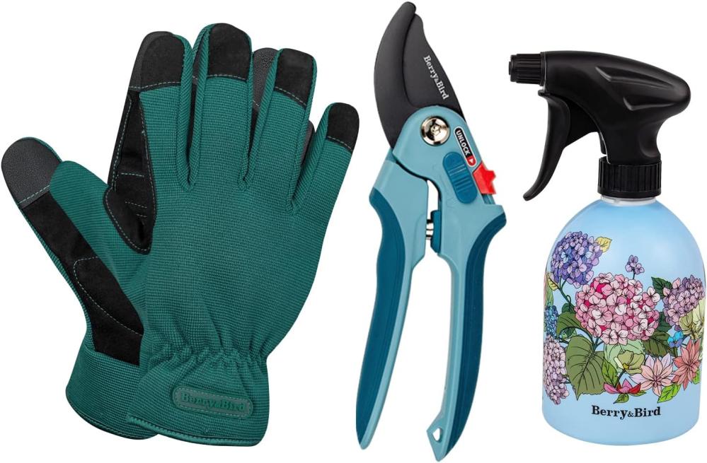 3Pcs Garden Pruning Tool Set, Garden Hand Tool Kit With Bypass Pruning Shears, Gloves, Water Sprayer, Garden Tool Set For Picking, Cutting, Planting, Ideal Garden Gift Set For Women And Men | Hand Loppers Gardening Hand Tools Hand Loppers