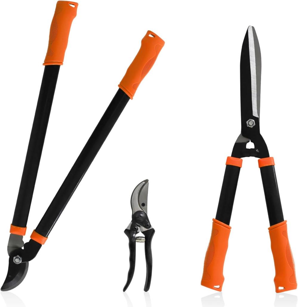 3Pcs Garden Tool Set With Lopper, Hedge Shears And Bypass Pruner, Heavy Duty Tree & Shrub Care Kit, Tree Trimmer Gardening Tools For Indoor & Outdoor Gardening | Gardening Picks Gardening Hand Tools Gardening Picks