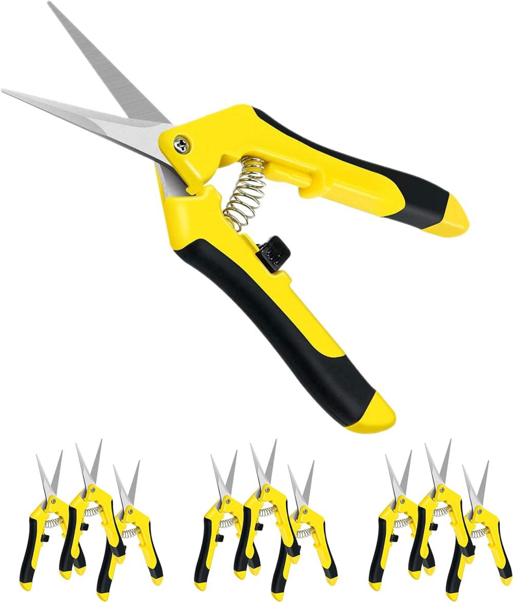 6.5 Inch Gardening Scissors Hand Pruner Pruning Shear For Gardening And Trimming, Heavy-Duty, Ultra Sharp Stainless Steel, Yellow, 10-Pack | Gardening Shears & Scissors Gardening Hand Tools Gardening Shears & Scissors