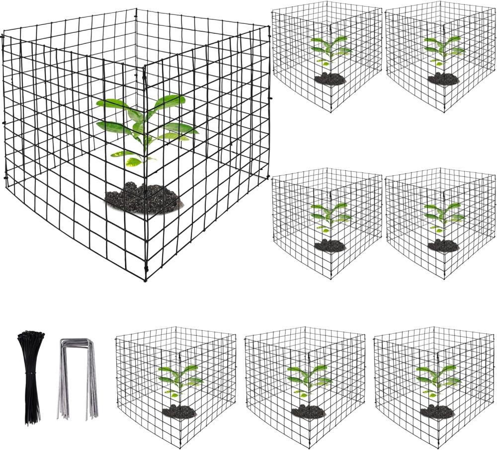 8 Packs Wire Plant Protectors From Animals- 12 X 12 Inch Square Garden Wire Plant Cages Mesh- Metal Garden Plant Cloche Protection Barricades For Protecting Plants Vegetables Flowers | Garden Twine & Twist Ties Bonsai Tools Bonsai Tools