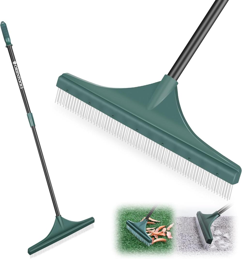 Artificial Turf Rake, Artificial Grass Rake With Adjustable Steel Handle From 32 To 52 Inches, Lawn Broom Brush For Astroturf, Carpet Rake Pet Hair, Grass Leaves And Debris | Rakes Gardening Hand Tools Rakes