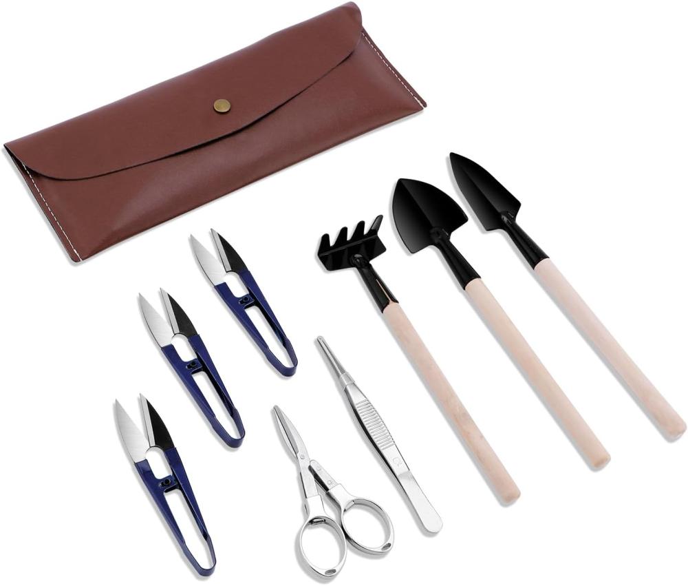 Bonsai Set 8 Pcs – Include Pruner,Fold Scissors,Mini Rake,Bud & Leaf Trimmer Set By Zelar Made | Bonsai Tools Bonsai Tools Bonsai Tools