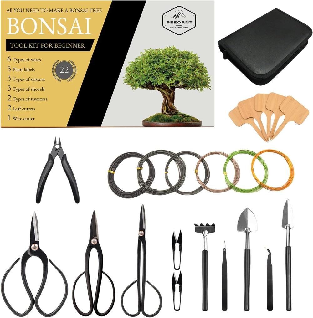 Bonsai Tree Tools Kit, 22 Pcs Bonsai Tools Set High Carbon Steel Trimming Tools Set Include Pruning Shears, Cutters, Training Wires, Bonsai Grooming Care Kit For Beginner Gardening Gifts | Bonsai Tools Bonsai Tools Bonsai Tools