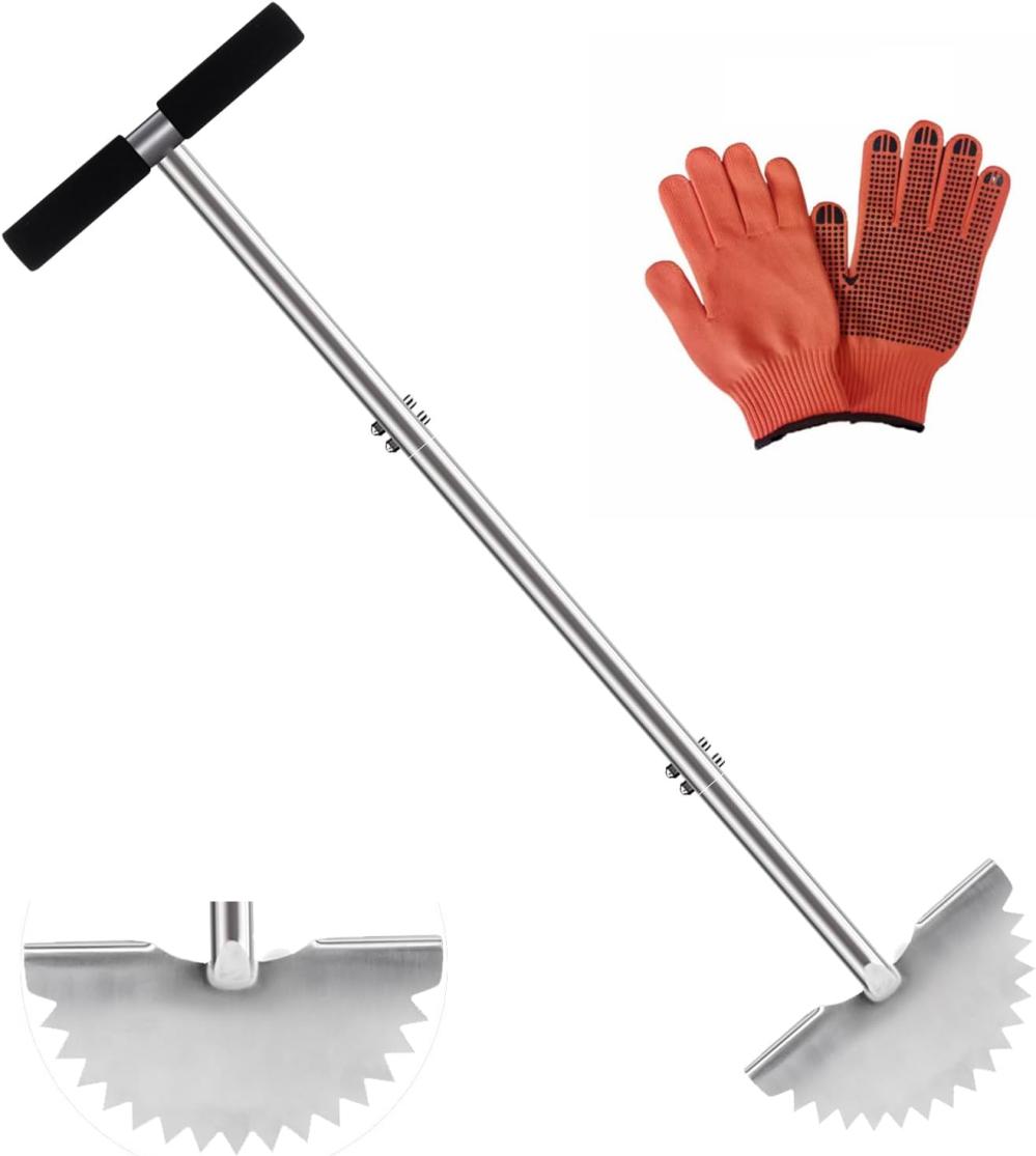 Fadown Edger Lawn Tool Half Moon Lawn Edger With Saw-Tooth Blade For Cleaning Edges Along Sidewalks Driveways Garden Flower Beds-Made Of Stainless Steel With T-Grip Handle | Hand Edgers Gardening Hand Tools Hand Edgers