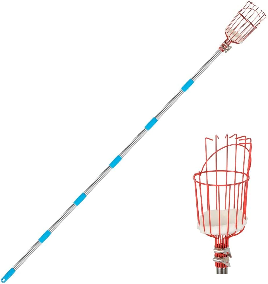 Fruit Picker Tool, 8- Foot Fruit Picker With Detachable Stainless Steel Pole, Fruit Picking Equipment For Getting Fruits | Gardening Picks Gardening Hand Tools Gardening Picks