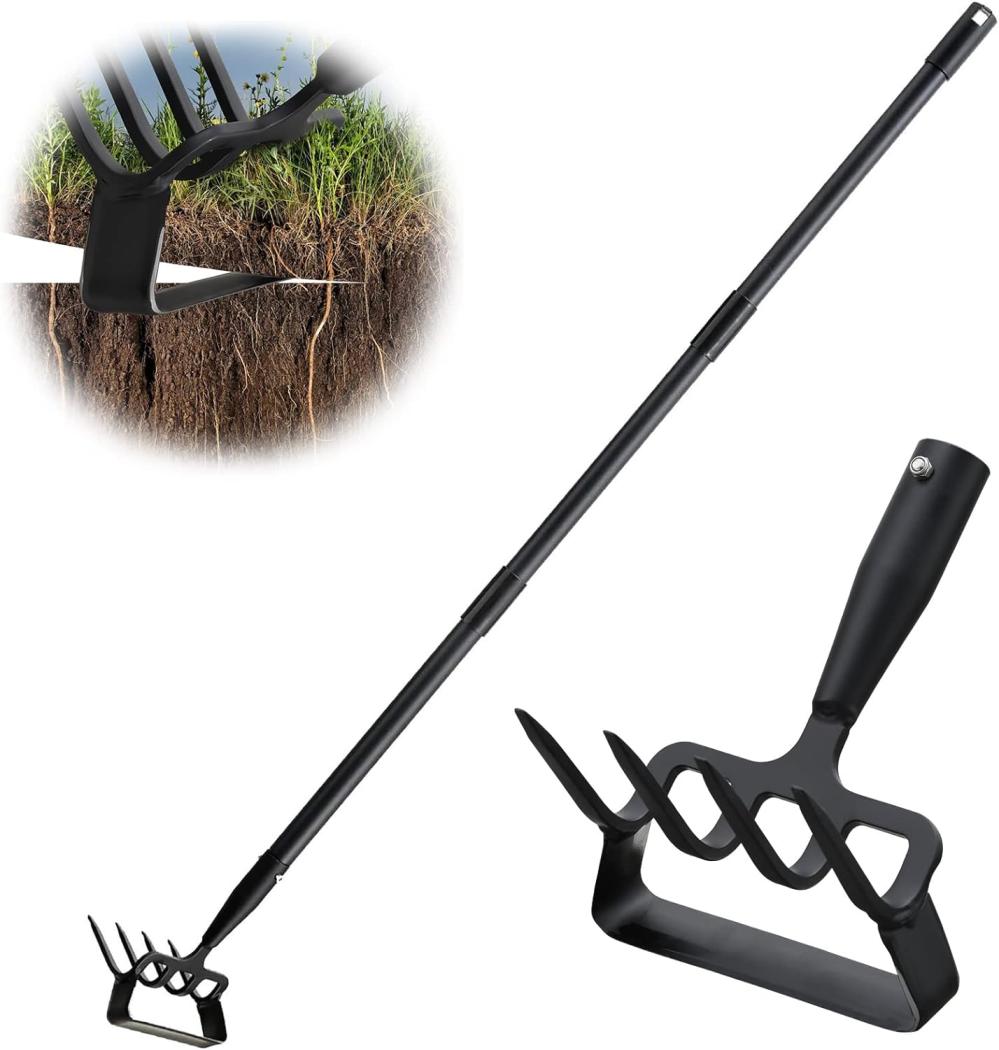 Garden Hoe, Cultivator Stirrup Hoe Garden Tool For Weeding, 62 Inch Heavy Duty Hula Hoe With Adjustable Long Handle, Action Scuffle Loop Hoe With Rake 2-In-1 Gardening Tool For Loosening Pulling Weed | Garden Hoes Garden Hoes Garden Hoes