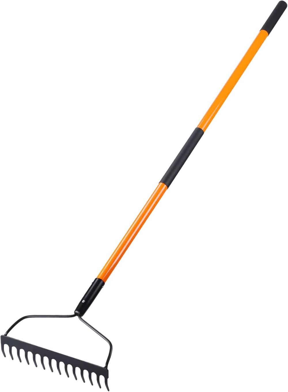 Garden Rake For Gardening, Heavy Duty Garden Rake For Lawns, 14 Tines Bow Rake With Fiberglass Handle, 58 Inches | Rakes Gardening Hand Tools Rakes