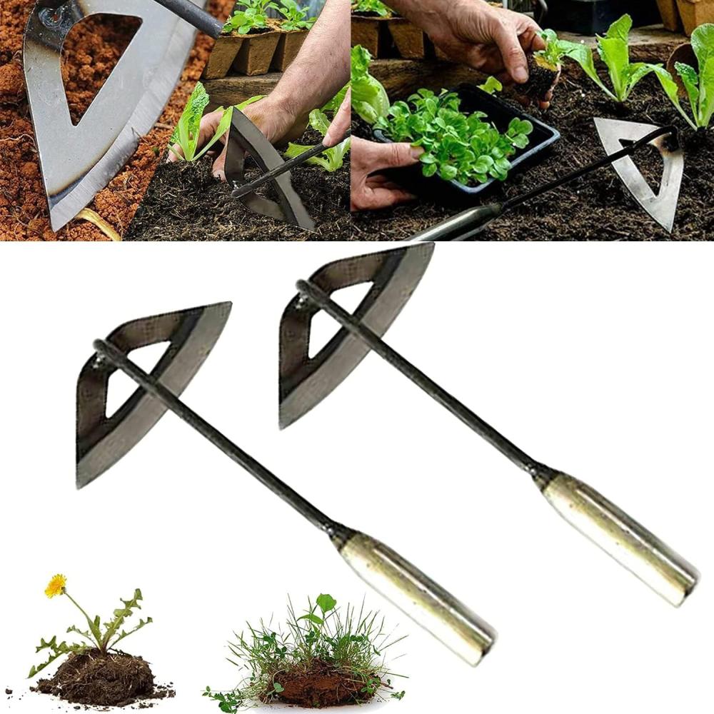 Garden Tools Hollow Hoe, All-Steel Hardened Hollow Hoe, Sharp Garden Edger Weeder, Durable Gardening Hoe Hand Tool Weed Puller Accessories For Backyard Weeding, Soil Loosening, Farm Planting (2Pcs) | Hand Edgers Garden Hoes Garden Hoes