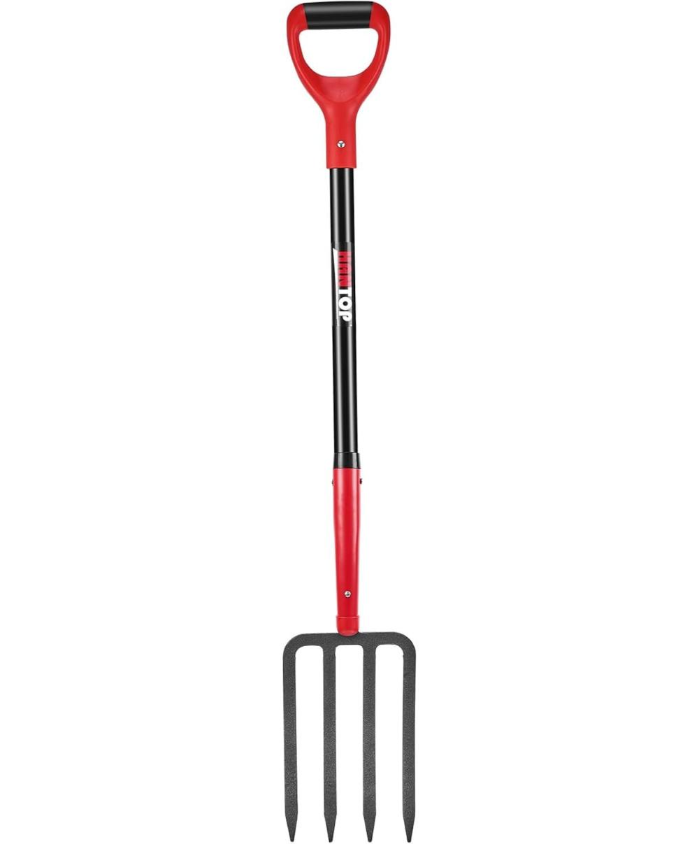 Hantop 4-Tine Digging Fork Pitchfork Garden Fork Heavy Duty Spading Fork Pitch Fork For Gardening, Hay,43 Inches | Pitchforks Gardening Hand Tools Pitchforks