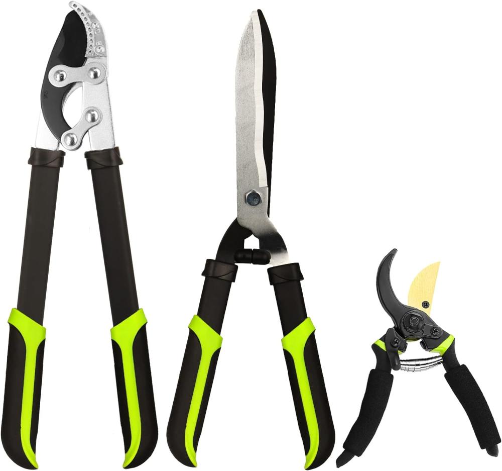 Loppers Hedge Clippers & Pruners Combo Set 3-Piece Hedge Shears, Sharp Tree Trimmer Branch Cutter For Yard, Lawn & Garden, Professional Tree Clippers Yard Clippers For Indoor & Outdoor Gardening | Hand Loppers Gardening Hand Tools Hand Loppers