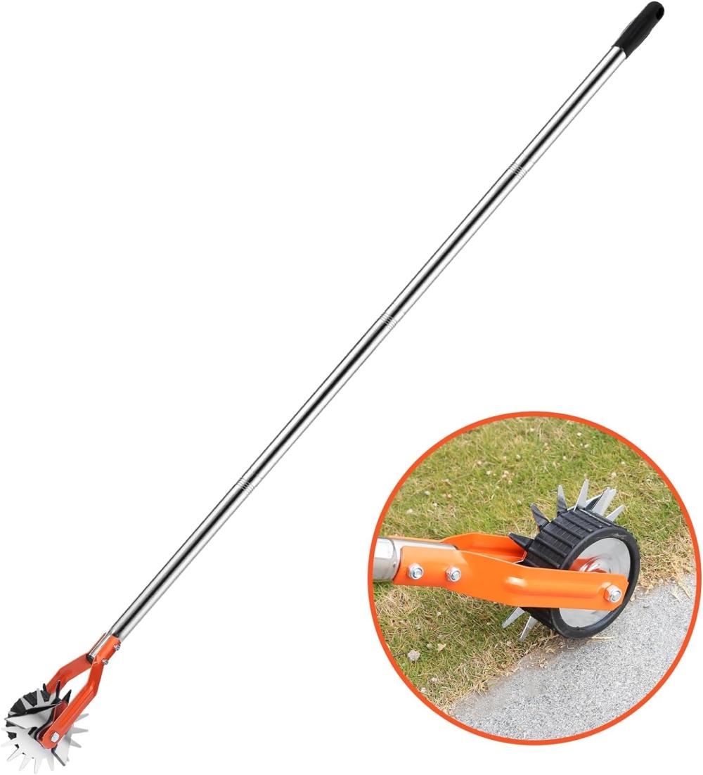 Mempa Sidewalk Manual Lawn Edger, Wheel Rotary Edger, Rotary Shear, Strong 4 Sections Stainless Steel Handle With Cushion Grip, 67 Inches | Hand Edgers Gardening Hand Tools Hand Edgers