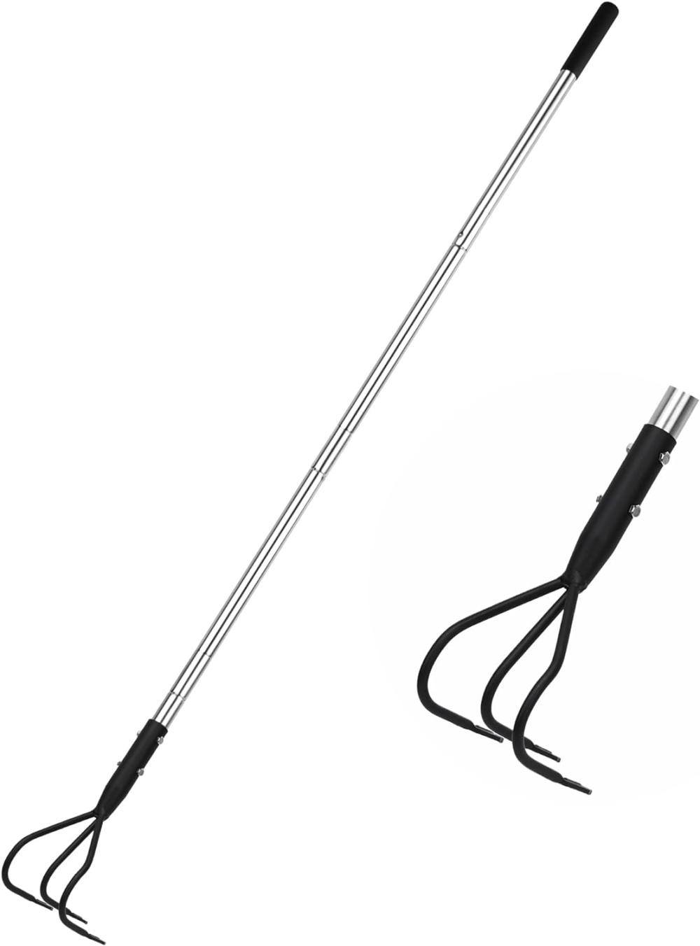 Multifunctional Garden Cultivator, 3 Prong Cultivator Long Handle, Garden Hand Tiller With 55 Inch Adjustable Handle, Garden Weeding Tools For Cultivating, Loosening Soil And Weeding | Cultivators & Tillers Cultivators & Tillers Cultivators & Tillers