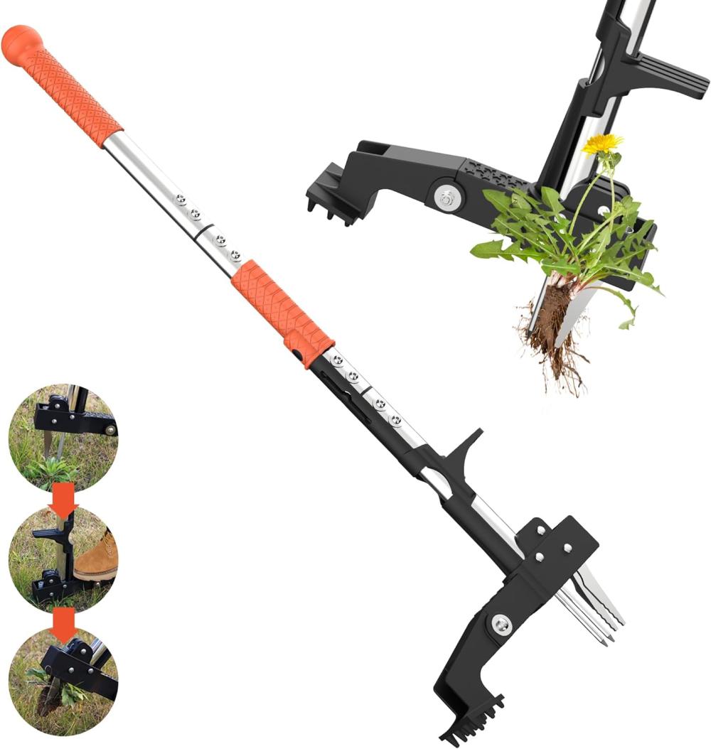 Pooside Weed Puller Tool, Gardening Stand-Up Weeder Puller With Ergonomic 39.3" Long Handle And 4 High-Strength Stainless Steel Claws, Easily Remove Weeds Without Bending, Pulling, Or Kneeling. | Manual Weeders Gardening Hand Tools Manual Weeders