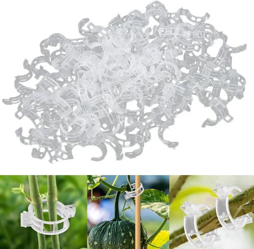 Secured Plastic Plant Clip, 2024 Upgrade Plant Support Clips, Garden Clips For Climbing Plants, Plastic Trellis Clips Plant Support Clips Tomato Grape Vine Vegetables Plant Fixing Clips (100, White) | Bonsai Tools Bonsai Tools Bonsai Tools