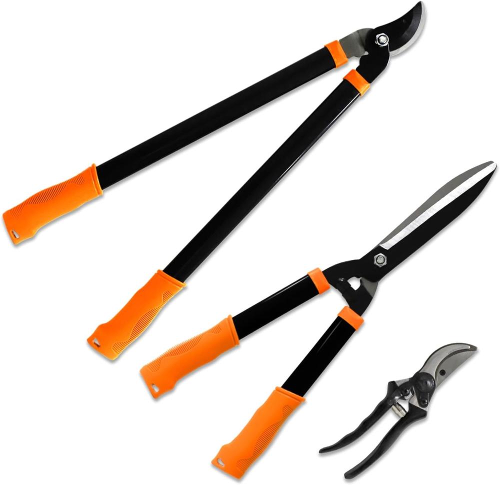 Sunshades Depot Igarden 3 Pieces Combo Gardening Lawn Plant Tools Set With 1 X Lopper,1 X Hedge Shears And 1 X Pruner Shears Tree & Shrub Care Kit Hand Tool Kit | Hand Loppers Gardening Hand Tools Hand Loppers