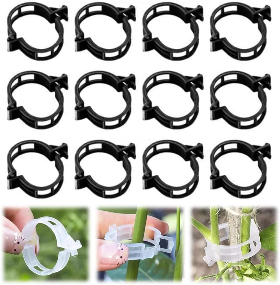 Upgrade Plant Support Clips Reusable Garden Clips, Secured Plastic Plant Clips, Tomato Trellis Clips For Climbing Plants Outdoor Indoor Vegetable Plant Fixing Vine Clips Gardening Supplies(50, Black) | Bulb Planters Bulb Planters Bulb Planters