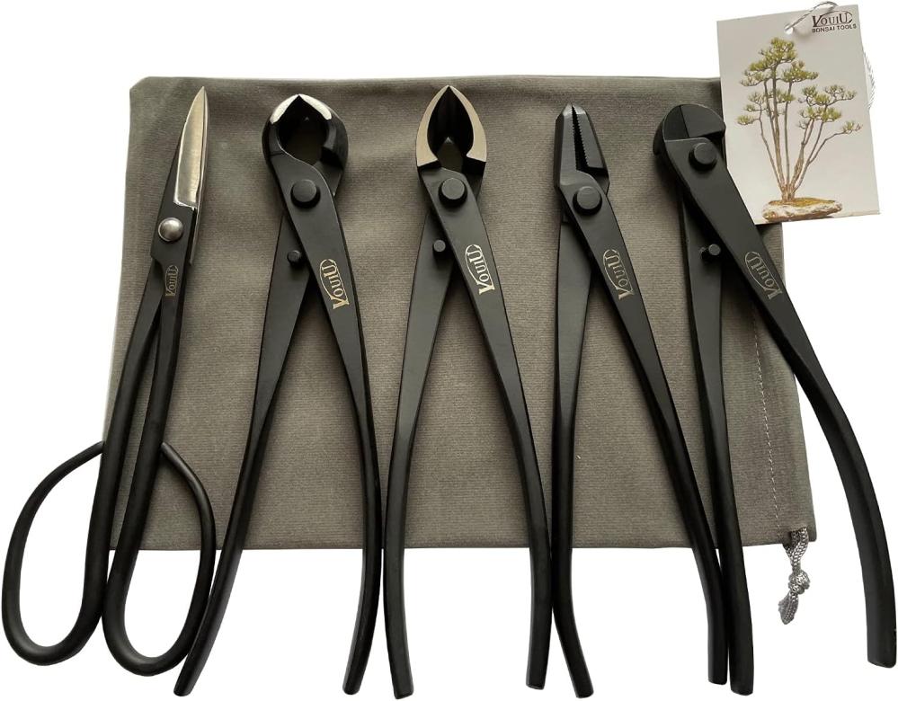 Vouiu 5-Piece Bonsai Tool Set,Knob Cutter,Concave Cutter,Wire Cutter,Jin Pliers,Bonsai Scissors | Bonsai Tools Bonsai Tools Bonsai Tools