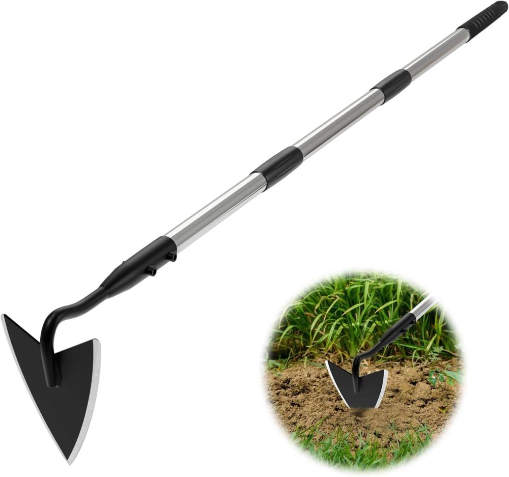 Warren Hoe Garden Tool, Heavy Duty Garden Hoes For Weeding Long Handle, Easy Stand Up Triangle Weeder Tool For Garden, 35-66 Inch Adjustable Gardening Hoe For Weed, Trench, Loosen Soil, Landscape | Garden Hoes Garden Hoes Garden Hoes