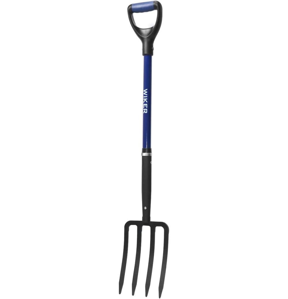 Wiker Pitchfork,Pitchforks For Gardening Digging Composting Spading,4Tines Garden Fork Witn Fiberglass Handle,43 Inches | Pitchforks Gardening Hand Tools Pitchforks