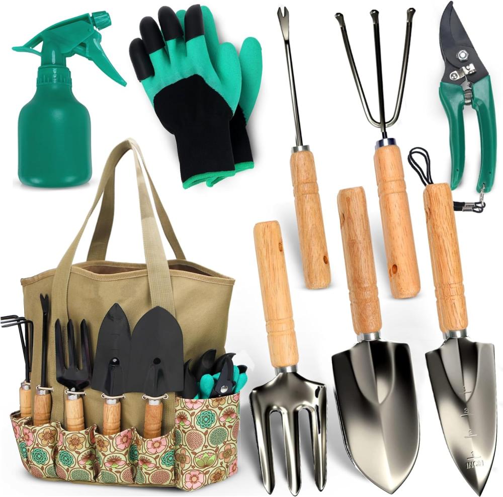 Garden Tool Set, Stainless Steel Heavy Duty Gardening Tool Set, With Non-Slip Grip, Storage Tote Bag, Outdoor Hand Tools, Ideal Garden Tool Kit Gifts For Women And Men | Garden Tool Sets Garden Tool Sets Garden Tool Sets