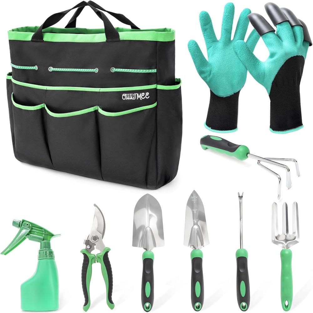 Garden Tool Set With Bag And Gloves, Heavy Duty Stainless Steel Gardening Tool Set, Ideal Gardening For Women And Men, Set Of 9 | Garden Tool Sets Garden Tool Sets Garden Tool Sets