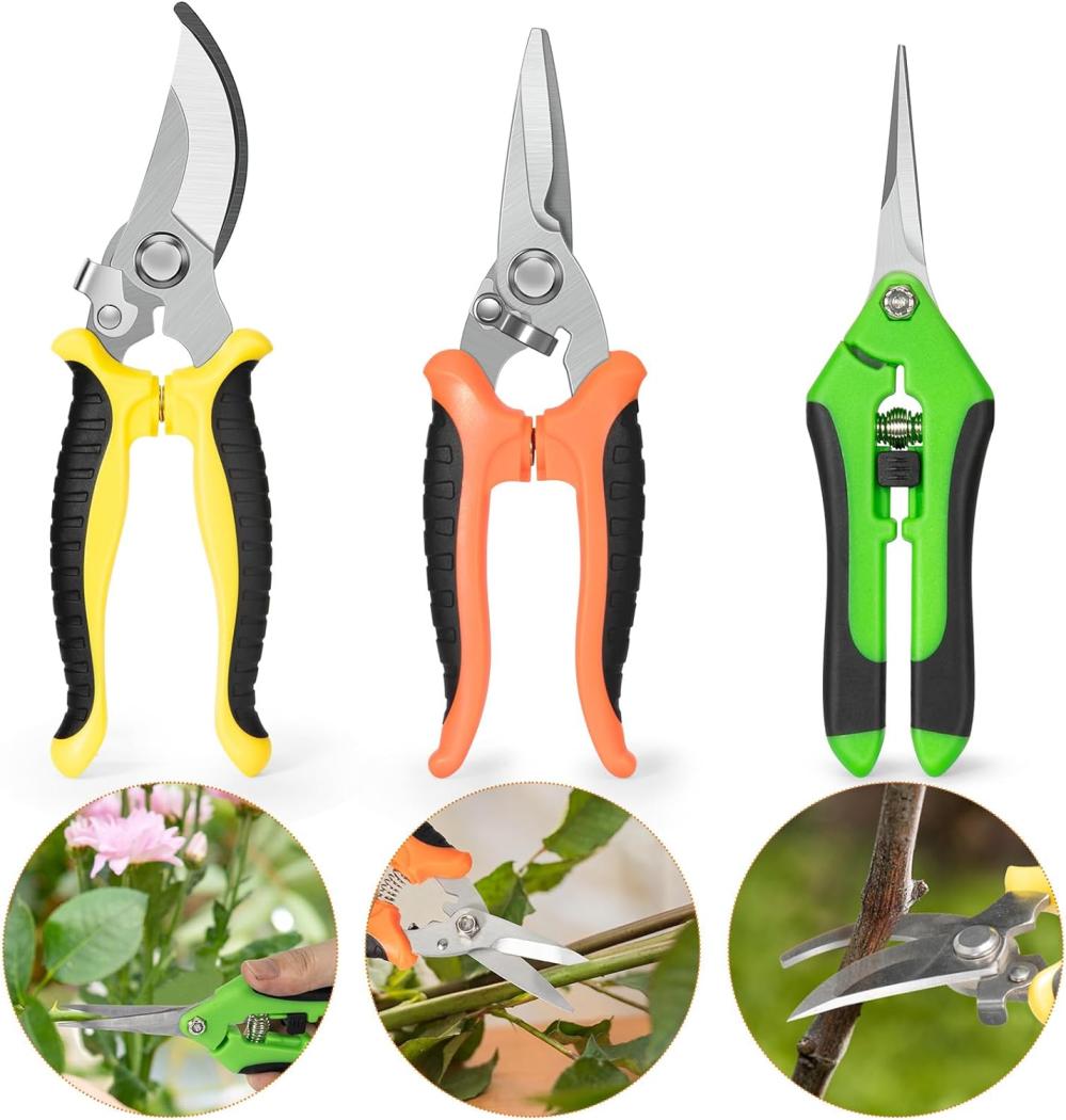 3 Pack Pruning Shears, Garden Shears, Pruning Shears For Gardening, Garden Scissors, Garden Clippers, Gardening Snips, Hand Pruner For Gardening With Stainless Steel Blades By | Gardening Shears & Scissors Gardening Hand Tools Gardening Shears & Scissors