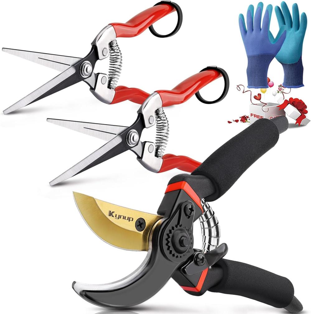 3Pack Pruning Shears, Garden Shears, Pruning Shears For Gardening, Gardening Shears, Garden Scissors, Garden Clippers, Gardening Tools With Gloves, Stainless Steel, Soft Grip Handle | Gardening Shears & Scissors Gardening Hand Tools Gardening Shears & Scissors