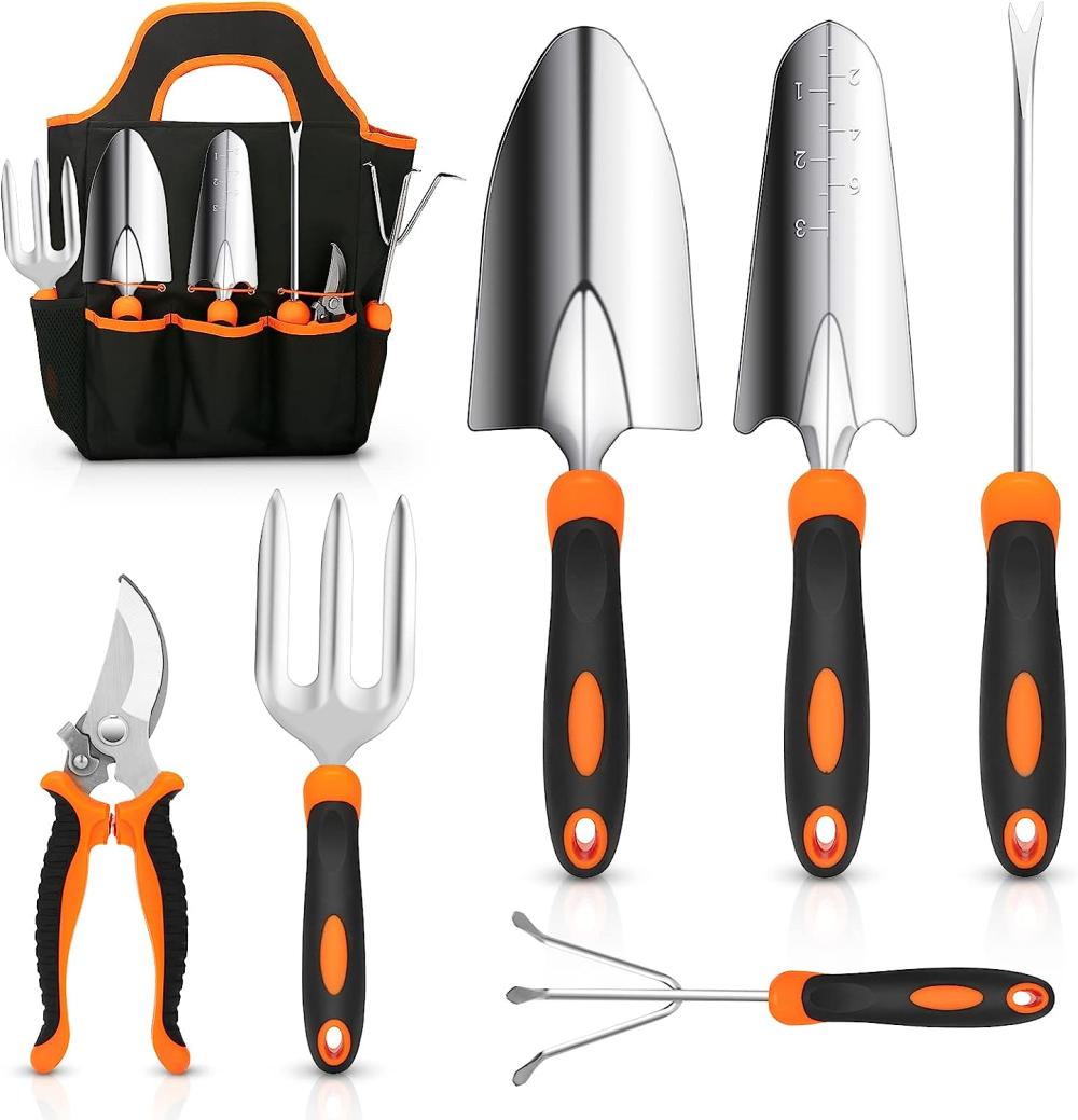 Garden Tool Set, Stainless Steel Heavy Duty Gardening Tool Set, With Non-Slip Rubber Grip, Storage Tote Bag, Outdoor Hand Tools, Ideal Garden Tool Kit Gifts For Women And Men | Garden Tool Sets Garden Tool Sets Garden Tool Sets