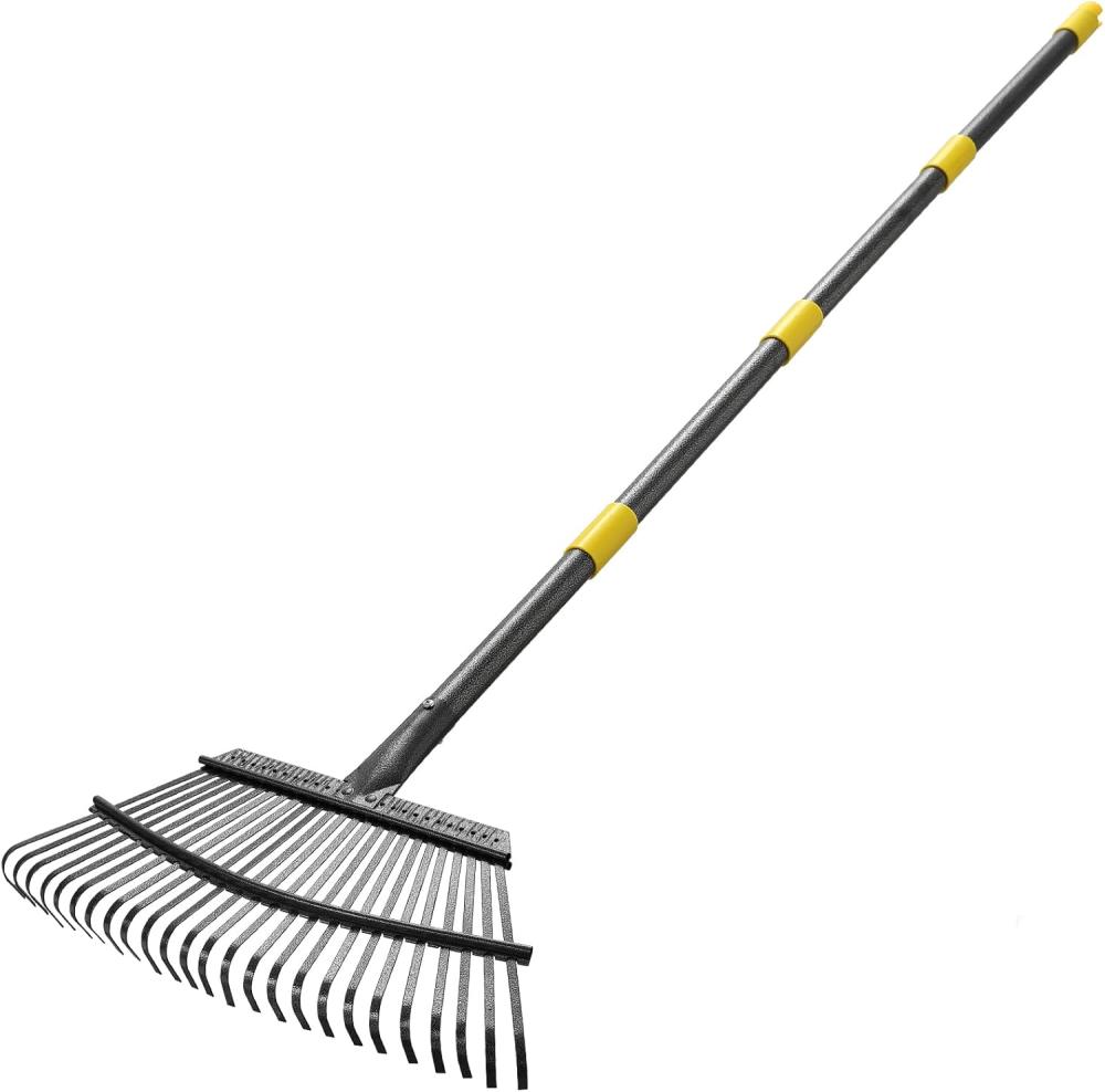 Rake For Leaves,Heavy Duty Garden Leaf Rake For Lawns,65" Long 18" Wide Adjustable 25 Tines Sturdy Metal Yard Rake With Non-Slip Comfort Handle… | Rakes Gardening Hand Tools Rakes